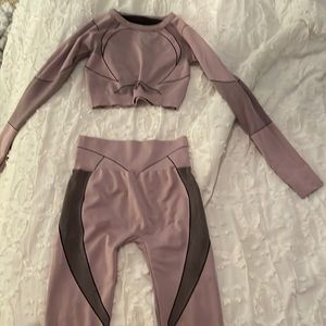 Pink and black workout set